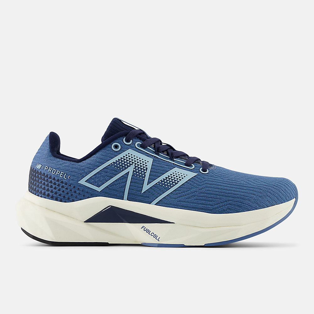 New Balance FuelCell Propel v5 Shoes Heron Blue with Navy and Angora